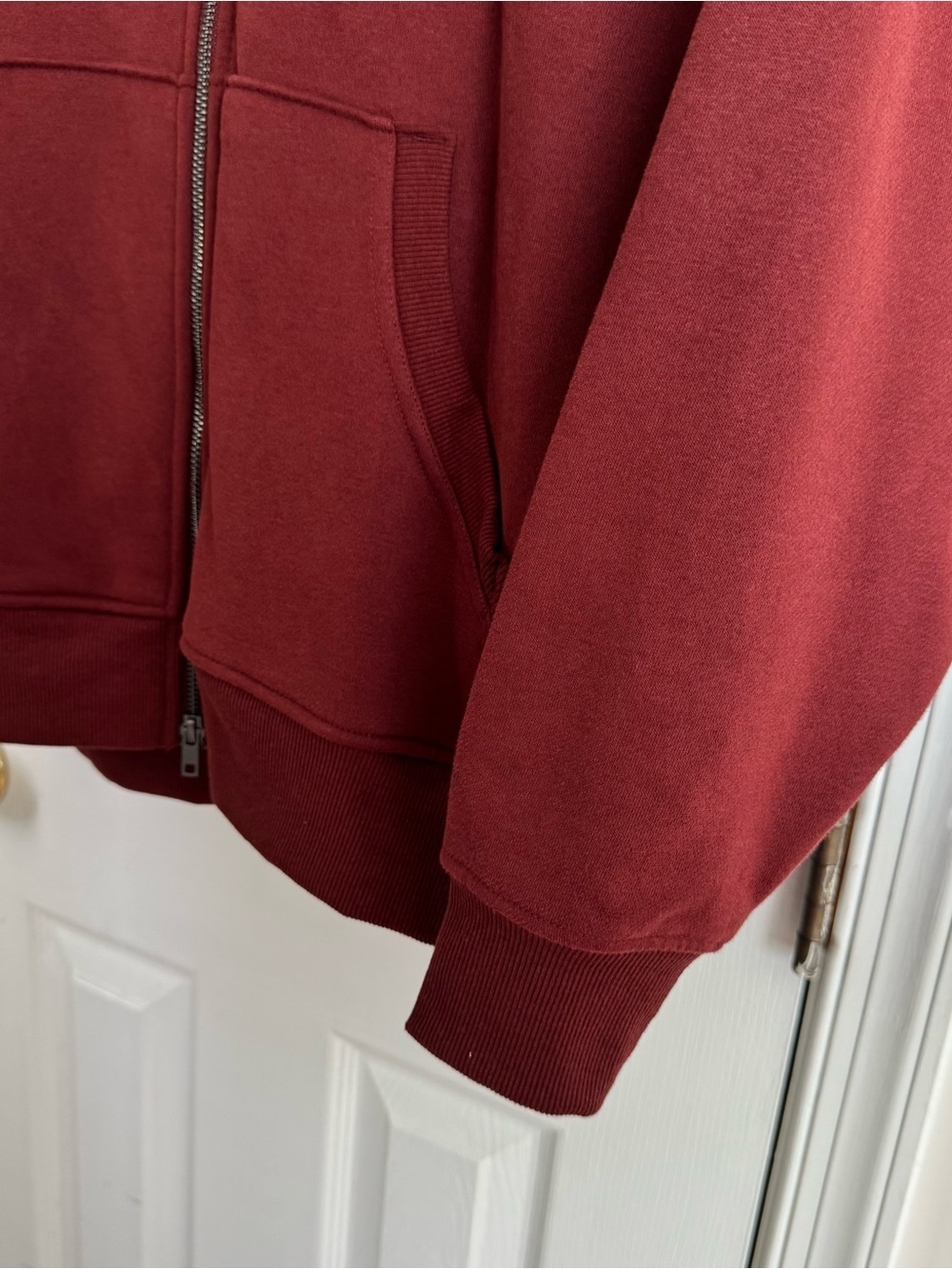 Women’s XL Oversized Full Zip Fleece Hoodie Two Way Zip Rich Cognac 16-18 - Picture 6 of 14